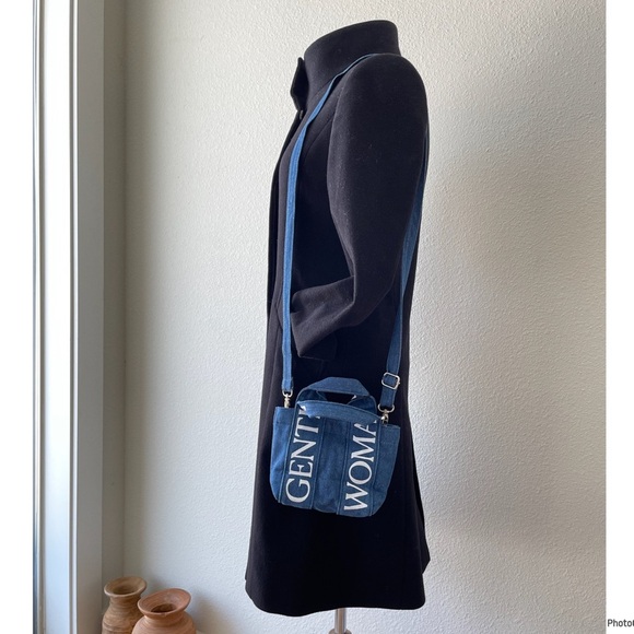 GENTLEWOMAN LOGO STRAP MICRO TOTE Navy Blue Denim Crossbody BAG - Picture 9 of 11